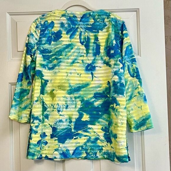 NWT Multiples Missy Seaside Multicolor Layered Floral 3/4 Sleeve Blouse XS - Picture 2 of 12